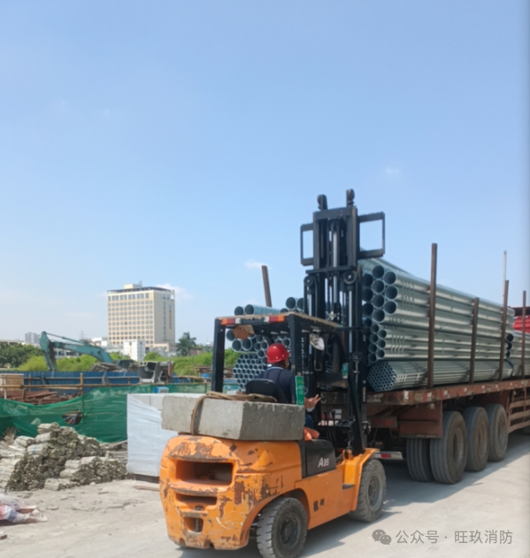 主材进场严把关｜旺玖消防规范验收稳步推进施工